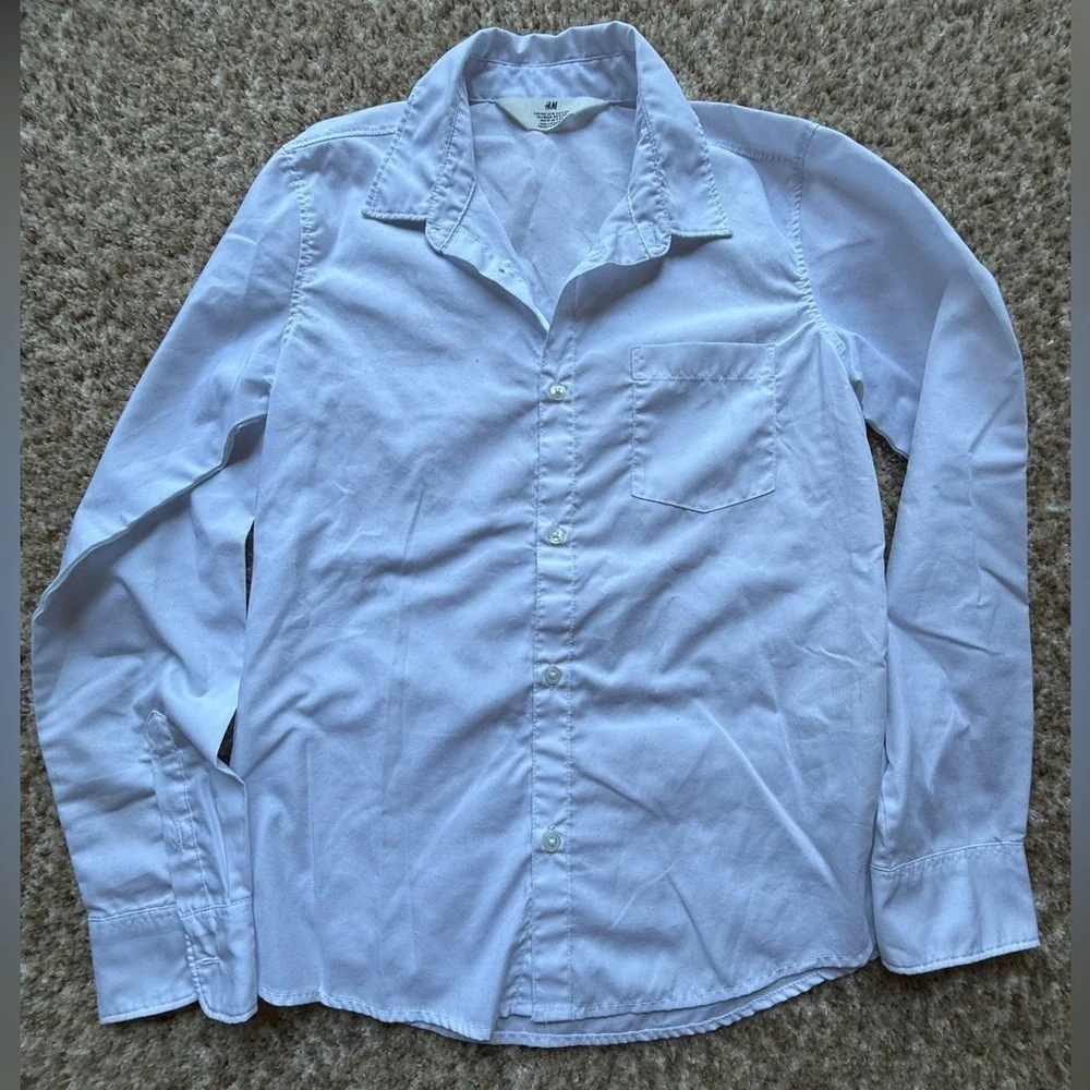 H&M Boys White Casual Button-Down Shirt Sz 10 yrs